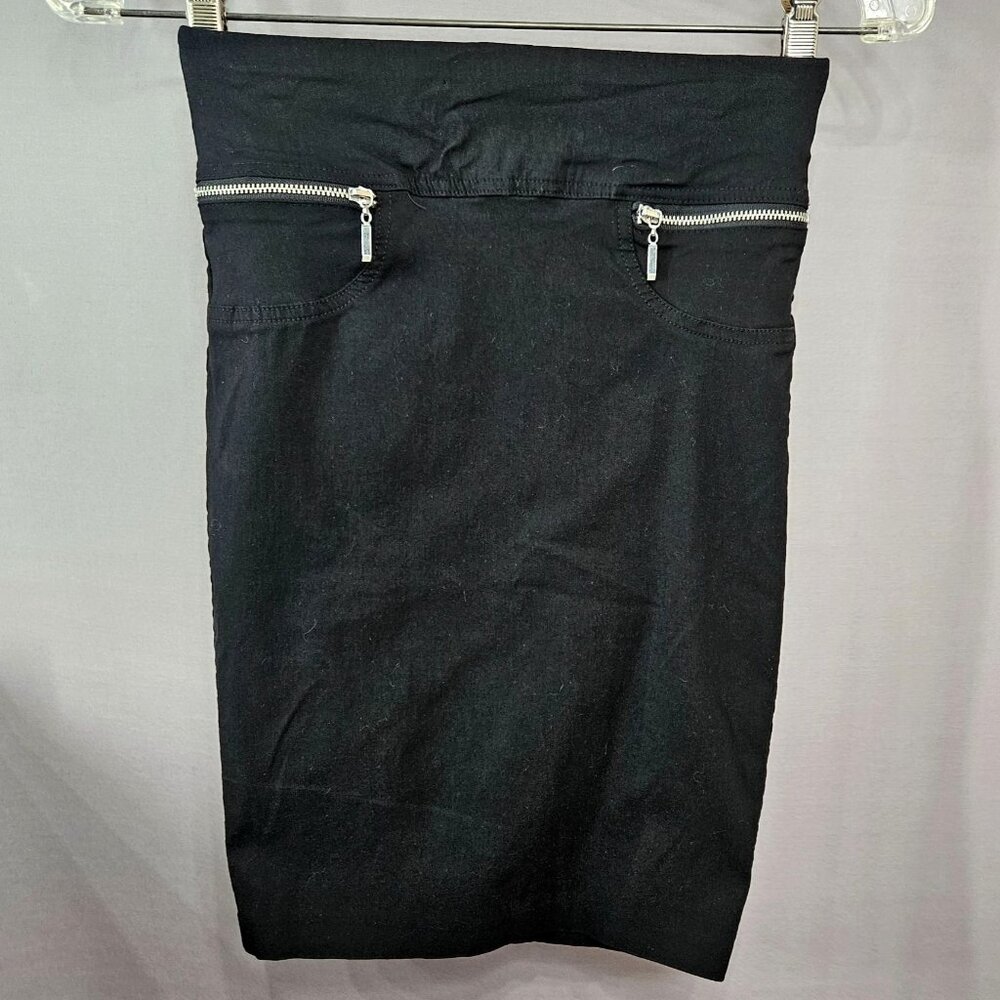 Women Midi Skirt Joe B Junior XS Black Pencil Pull On Zipper Dress Gothic Punk - Picture 1 of 6